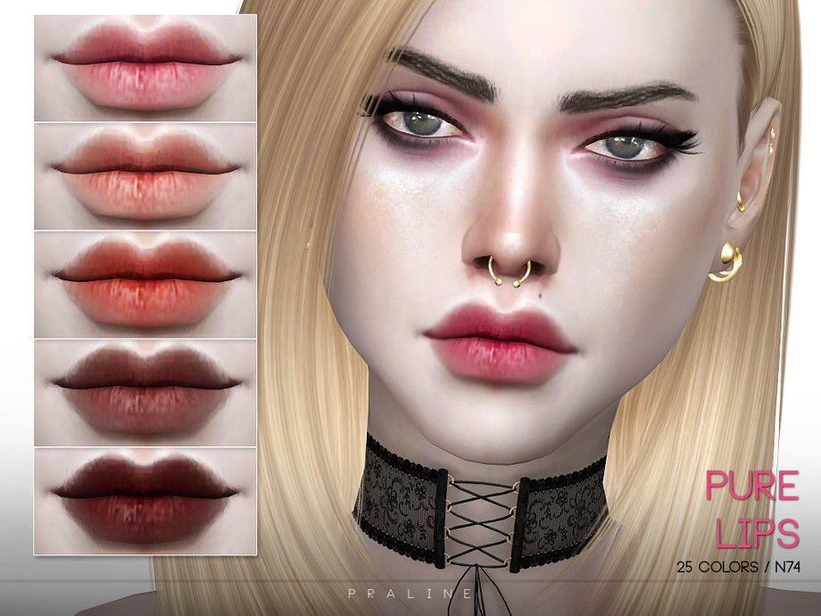 Sims 4 - Pure Lips N74 by Pralinesims - Realistic soft lips in 25 colors fo...