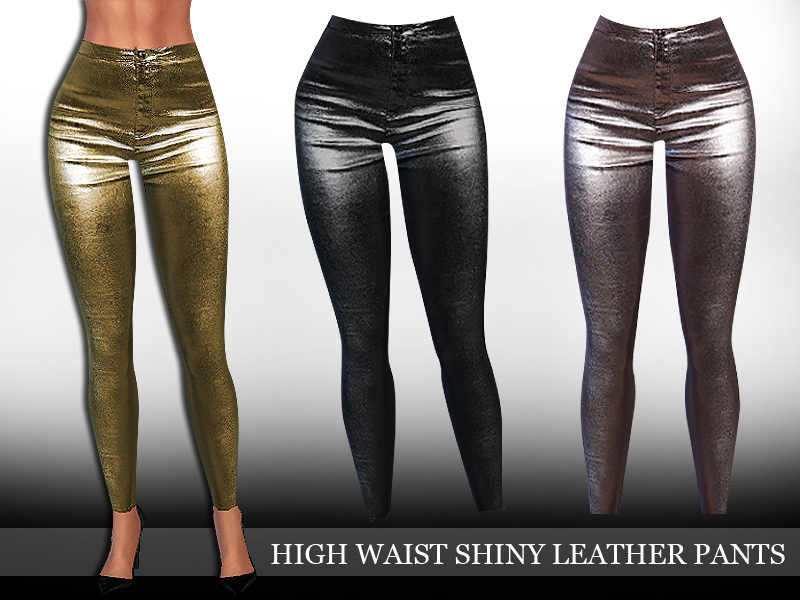 The Sims Resource - High Waisted Leather Shiny Pants