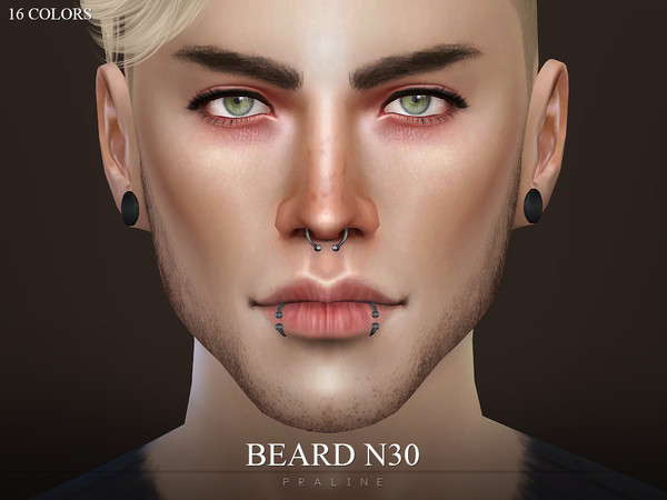 Sims 4 — Beard N30 by Pralinesims — Realistic chinstrap in 18 colors.