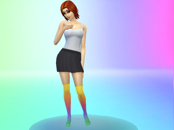 Sims 4 — KawaiiWalrus Ombre Socks by KawaiiWalrus — Ombre kneehigh socks! Three different swatches: Rainbow, mint and