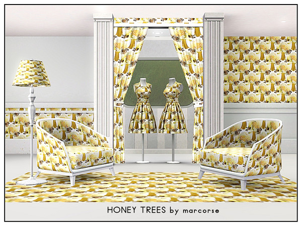 Sims 3 — Honey Trees_marcorse by marcorse — Themed pattern: forest of fantasy trees in shades of honey/brown.