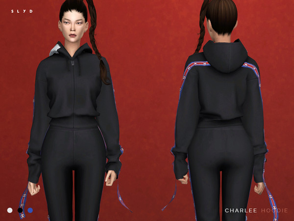 Sims 4 — Charlee Hoodie by SLYD — ** 3 swatches. ** New mesh by me. ** Recolor is allowed but PLEASE DO NOT include the