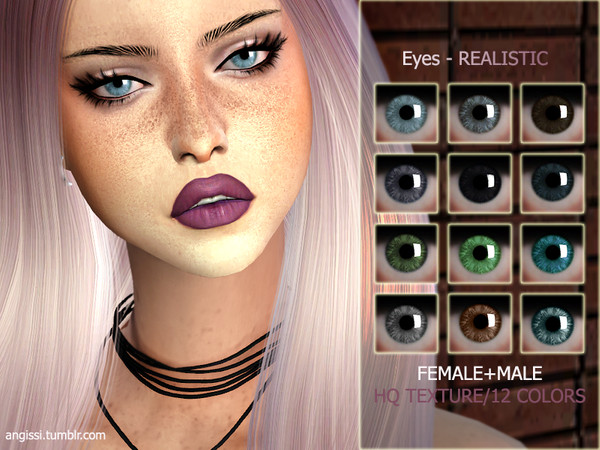 Sims 4 — Eyes - REALISTIC by ANGISSI — -12 colors -HQ texture -FEMALE+MALE -Custom CAS image 