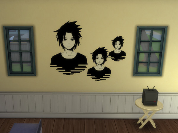 Sims 4 — Naruto wallstickers set by JigglySimmer — A set with 9 different Naruto wallstickers, each in 3 different sizes.