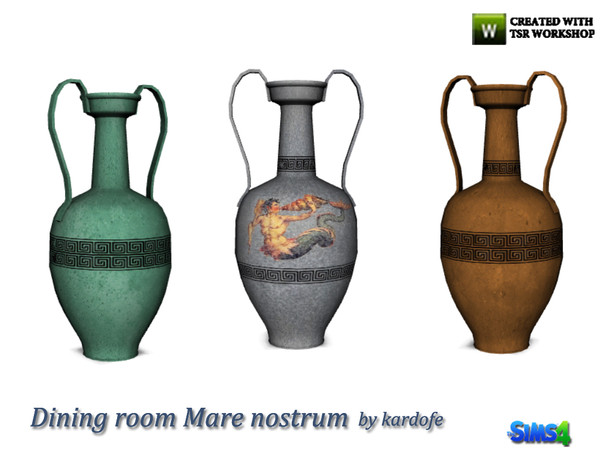 Sims 4 — kardofe_Dining room Mare nostrum_Amphora by kardofe — Clay amphora with maritime motifs and two large handles,