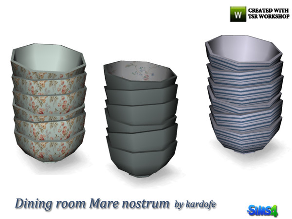 Sims 4 — kardofe_Dining room Mare nostrum_Bowls by kardofe — Stacked bowls. In three different color options 
