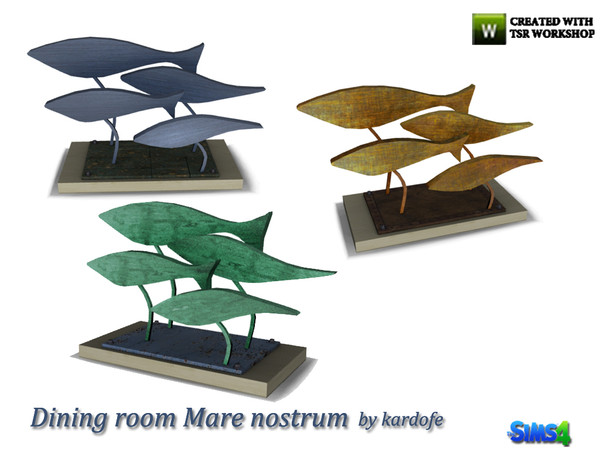 Sims 4 — kardofe_Dining room Mare nostrum_Fishes by kardofe — Decorative figurine with four stylized fish, in three color