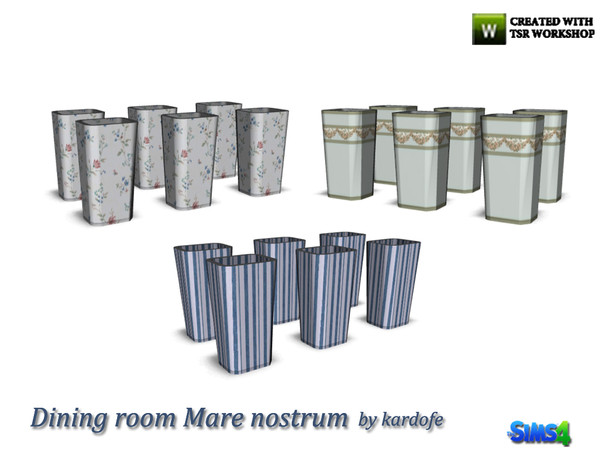 Sims 4 — kardofe_Dining room Mare nostrum_Vases by kardofe — Group of six vases, in three color options 