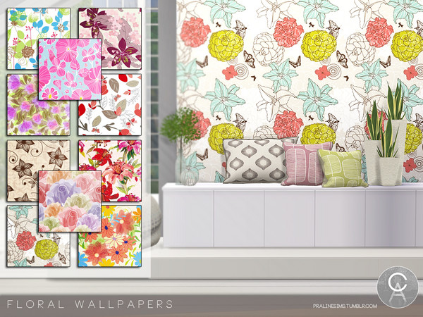 Sims 4 — Floral Wallpapers by Pralinesims — By Pralinesims [Updated for DX11, 31.01.25, Queenie]