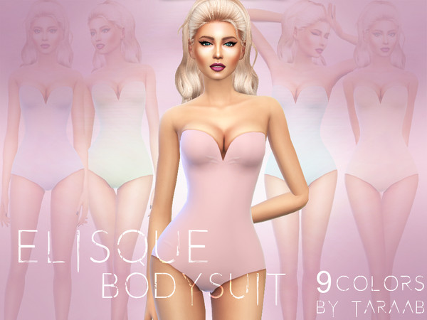 Sims 4 — Elisque Bodysuit by taraab — A new bodysuit design that comes in 9 colors! This item can be found in the 'Tops'