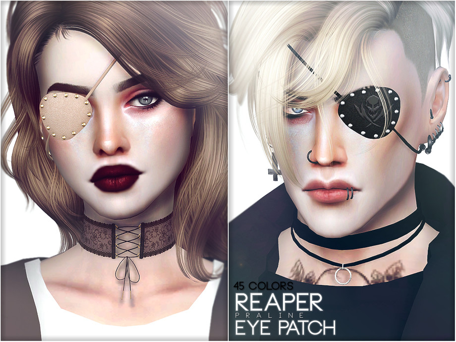 Sims 4 - Reaper Eye Patch by Pralinesims - Eye patch in 45 colors. 