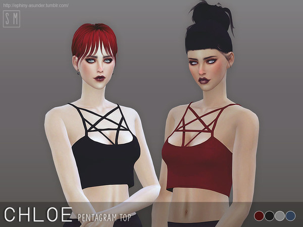 Sims 4 — [ Chloe ] - Pent Lace Top by Screaming_Mustard — A laced star styled top available in 4 colours. New Mesh. For