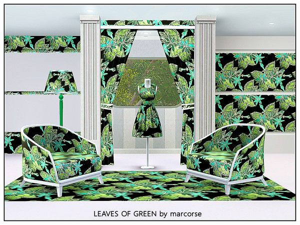 Sims 3 — Leaves of Green_marcorse by marcorse — Themed pattern: leaves in various shades of green