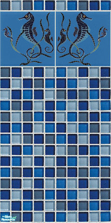 Sims 2 — Seahorse Pool Tile Wall by kittyispretty69 — An adorable tile wall designed for your Sim's pool. Seasons is