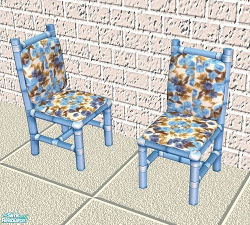 Sims 2 — Blue Tiki Dining Chair by Raveena — Part of the Blue Tiki Party Set.