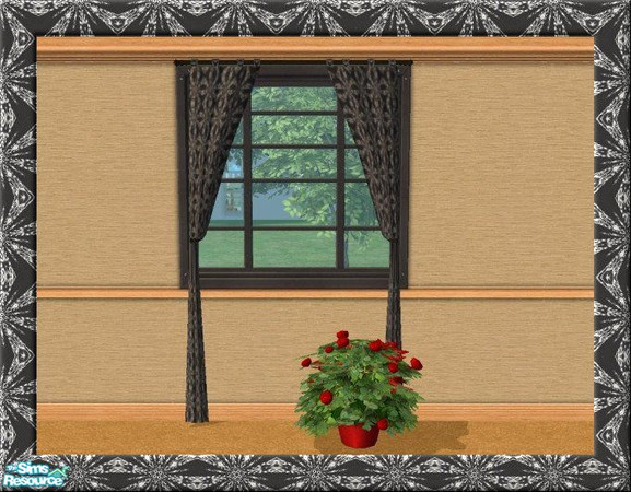 Sims 2 — TC30 - Black and White Lace Loft Curtain by jeni — A black and white lace design loft curtain, created for