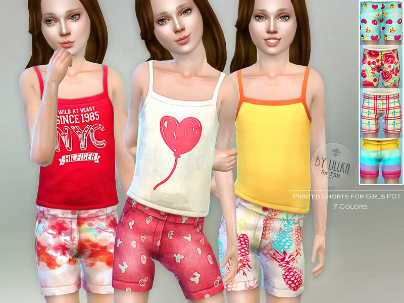 The Sims Resource - Printed Shorts for Girls P01
