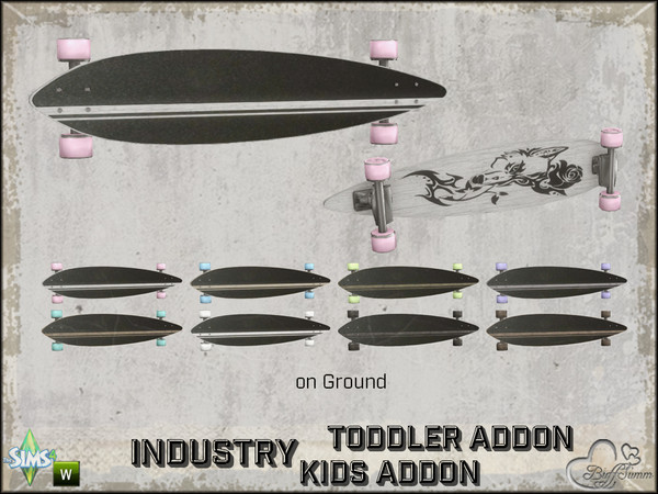 Sims 4 — Industry Toddler and Kids Longboard on Ground by BuffSumm — Part of the *Industry Series* ***TSRAA***