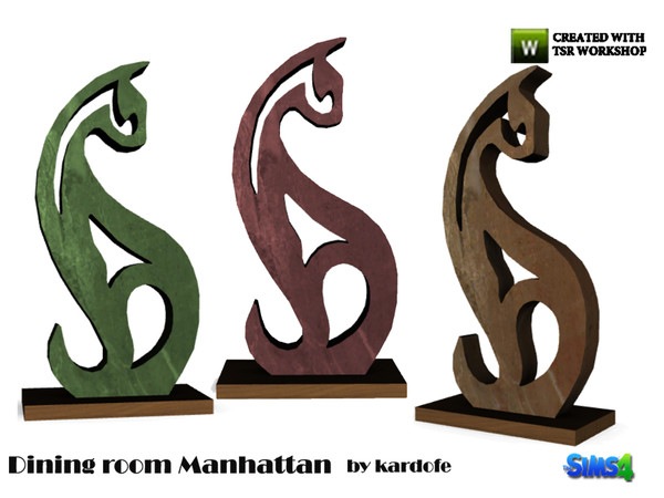 Sims 4 — kardofe_Dining room Manhattan_Cat by kardofe — Figurine representing a very stylized cat, three different