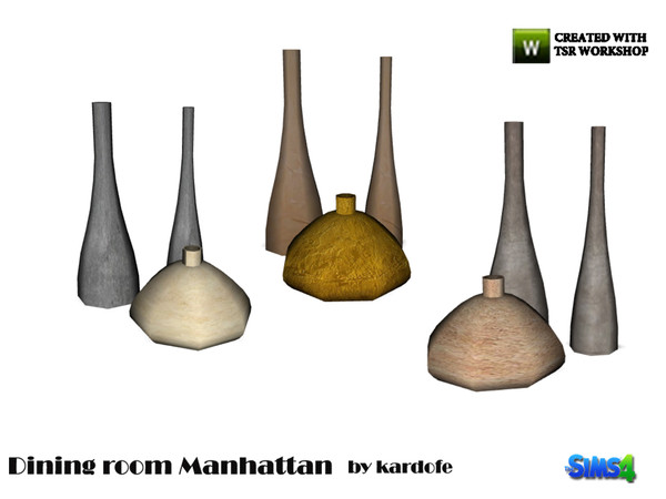 Sims 4 — kardofe_Dining room Manhattan_Vases by kardofe — Group of three vases in three different textures 