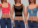 Sims 4 — Crop Tops Seduction by V_E_S_P_E_R_O — New mesh. Six crop tops with different colors and models. Find it in the