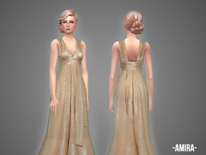 Sims 4 — Amira - gown by -April- — Hey! This metallic belted gown comes in 3 color variations. New mesh, new item. enjoy
