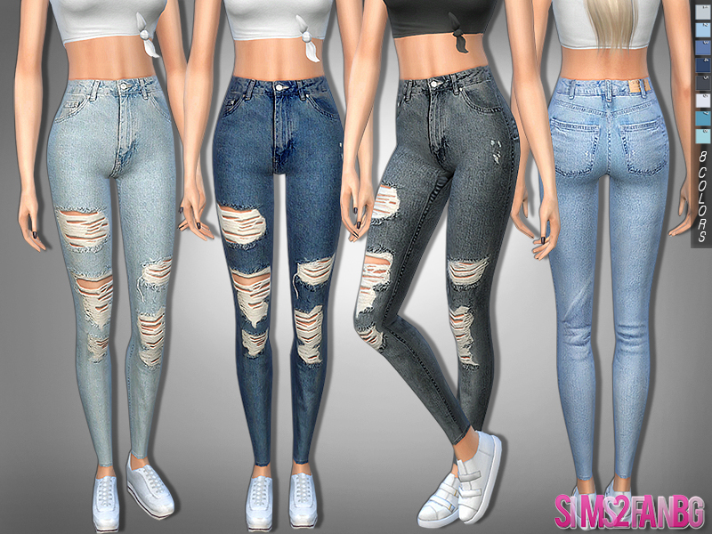 sims2fanbg's 322 - Ripped Skinny High Jeans