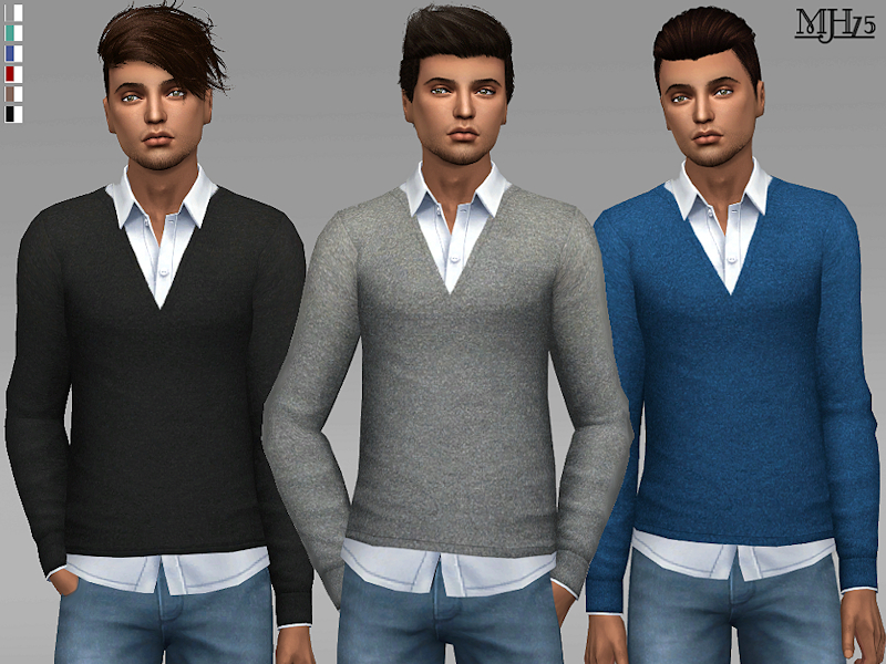 Sims сборка 18. Симс 4 рубашка мужская. Рубашка с свитаром симс 4. SIMS 4 cc male Sweater. Симс 4 свитер.