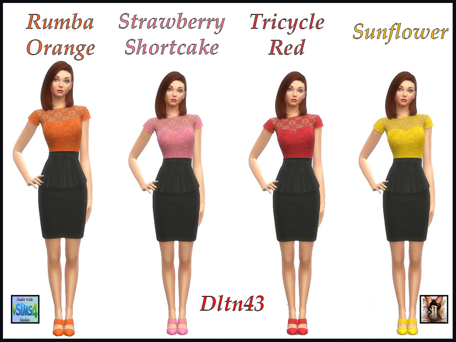 The Sims Resource - Floral Lace Top Peplum Dress v1 - mesh needed