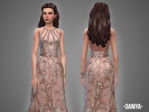Sims 4 — Daniya - gown by -April- — Hey! This embroidered belted gown comes in 3 color variations. New mesh, new item.