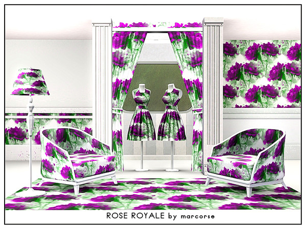 Sims 3 — Rose Royale_marcorse by marcorse — Fabric pattern: pair of roses in gorgeous royal purple with green foliage.