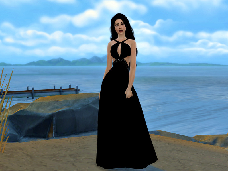 Sims 4 The Sims Resource | Long Strappy Diamond Encrusted Dress - mesh needed by TSR Creator