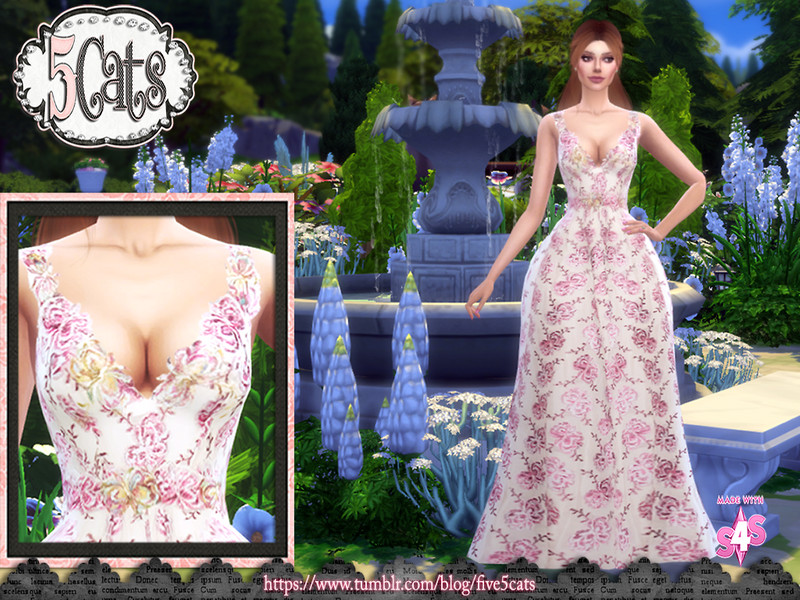 Sims 4 The Sims Resource | Nuria Floral Embroidered Ball Gown by TSR Creator