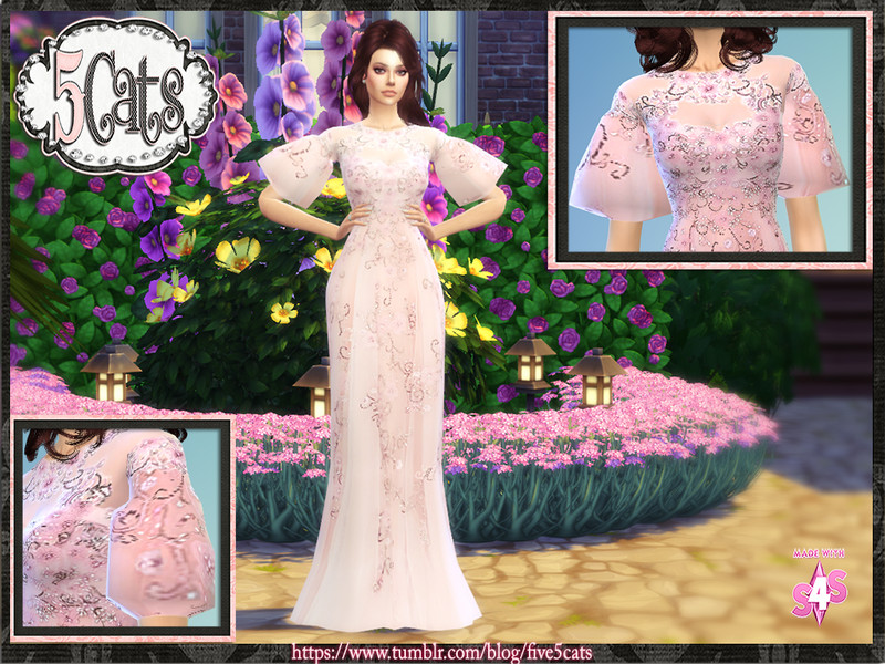 Sims 4 The Sims Resource | Flutter Sleeve Lace Gown by TSR Creator