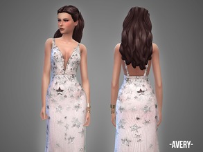 Sims 4 — Avery - gown by -April- — Hey! This embroidered open-back gown comes in 4 color variations. New mesh, new item.