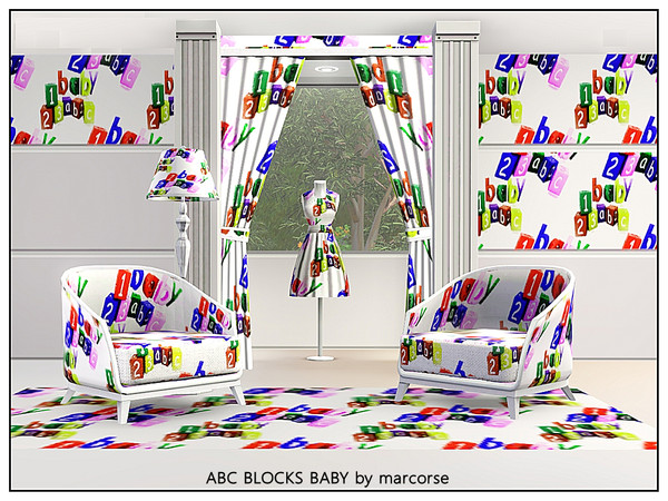 Sims 3 — ABC Blocks, Baby_marcorse by marcorse — Themed pattern - ABC and Baby blocks in nursery colours.
