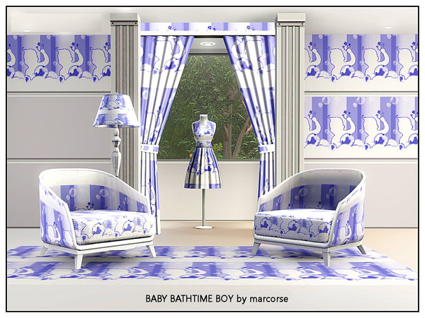 Sims 3 — Baby Bathtime, Boy_marcorse by marcorse — Themed pattern: baby in bath silhouette in blue for a boy
