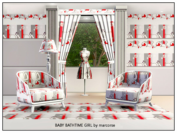 Sims 3 — Baby Bathtime, Girl_marcorse by marcorse — Themed pattern: baby in bath silhouette in pink for a girl