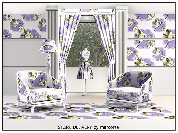 Sims 3 — Stork Delivery_marcorse by marcorse — Themed pattern - gender neutral nursery design featuring new baby and