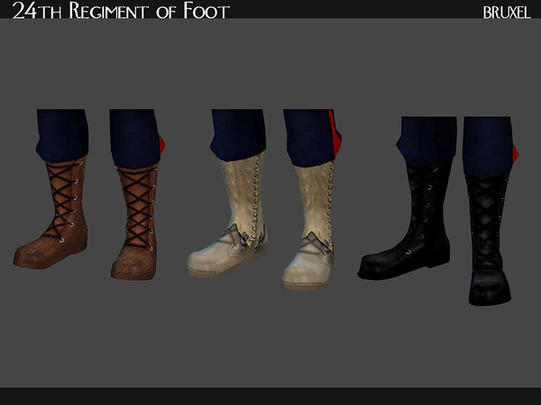 Sims 4 — Bruxel - Victorian Soldier Boots by Bruxel — Apart of the 24th Regiment of foot outfit. Tall military boots.