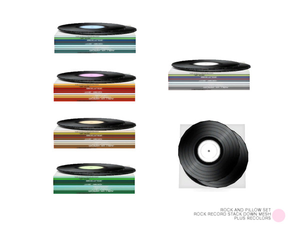 Sims 4 — Rock Record Stack Down Mesh by DOT — Rock Record Stack Down Mesh by DOT of The Sims Resource