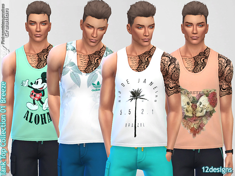 The Sims Resource - Male Tank Top Collection 01 Breeze