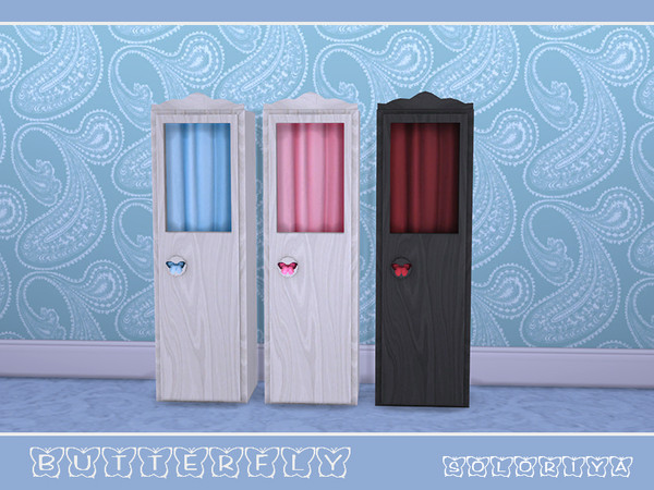 Sims 4 — Butterflies Cabinet by soloriya — Decorative cabinet. Has slots for your favorite decor on the top. Part of