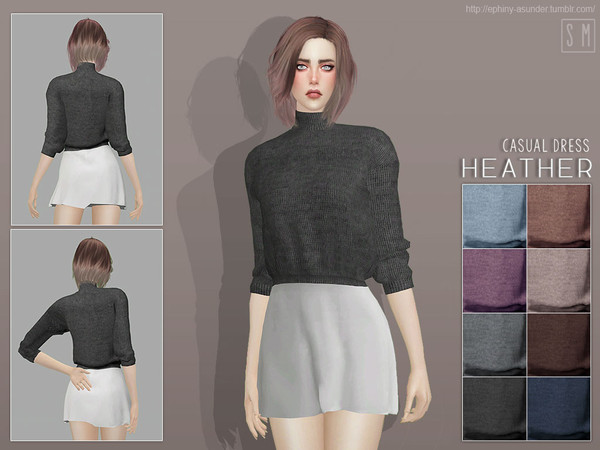 Sims 4 — [ Heather ] - Casual Dress by Screaming_Mustard — A simple and casual dress comprised of a woolen top and skirt.