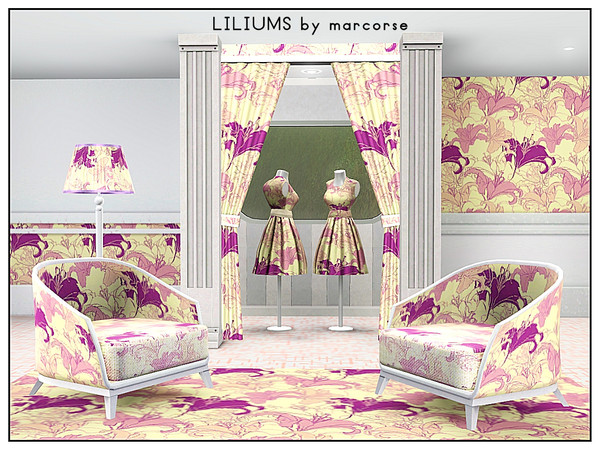 Sims 3 — Lilliums_marcorse by marcorse — Fabric pattern: large format design of lillium flowers in pink/purple shades