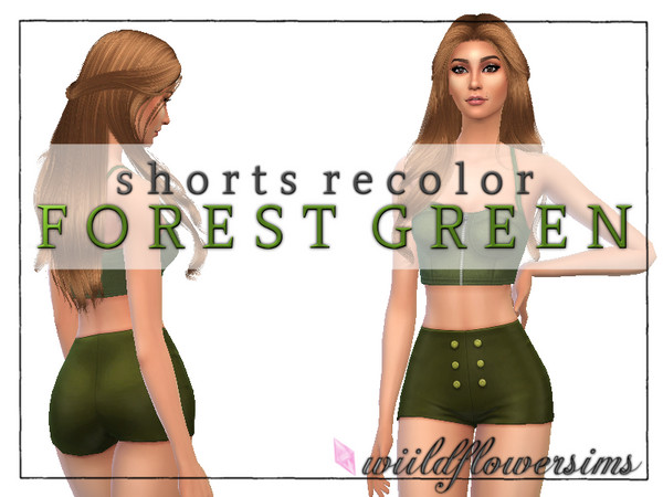Sims 4 — Forest Green Shorts Recolor by wiildflowersims — These shorts are a non-basegame replacement recolor in forest