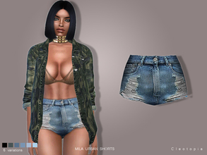 Sims 4 — Set77- MILA Urban Shorts by Cleotopia — Add a sheer statement bra and a grunge-vibe jacket for that ultimate