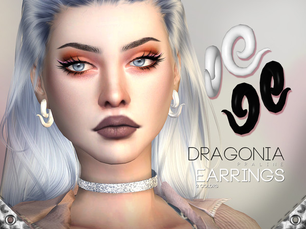 Sims 4 — Dragonia Earrings by Pralinesims — Earrings in 2 colors.