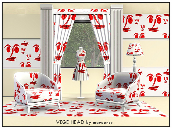 Sims 3 — Vege Head_marcorse by marcorse — Fabric pattern : Face created with red vegetables - tomatoes and chillies.