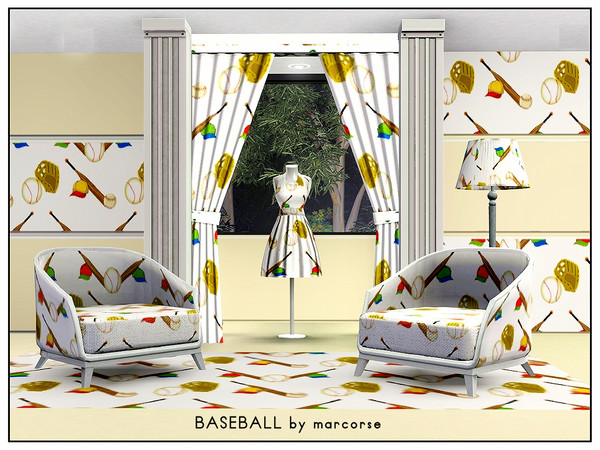 Sims 3 — Baseball_marcorse by marcorse — Themed pattern -= sporting elements for baseball.